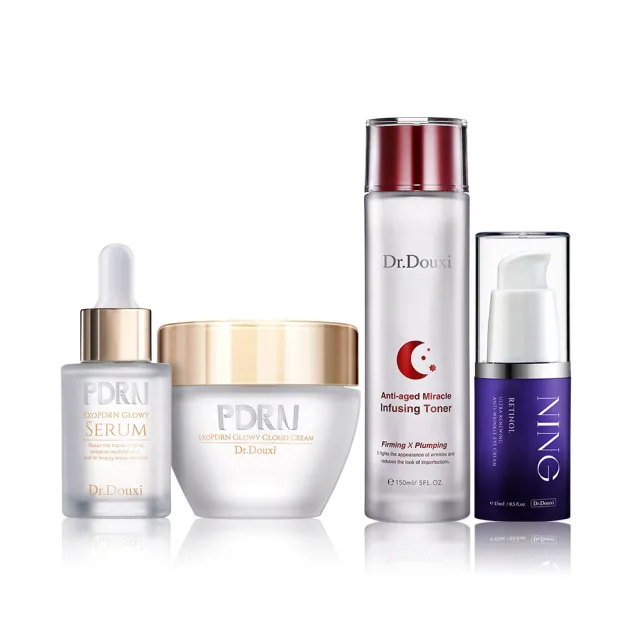 【Dr.Douxi 朵璽】彈潤緊緻加乘組-熬夜前導液 150ml+A醇眼霜 15ml+水光精華 30ml+水光雲朵霜 50ml