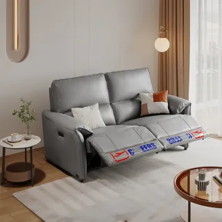 【Cheers 芝華仕】預購60天★頭等艙 頭層牛皮 雙人零靠牆電動沙發組附USB 30328 暮光灰