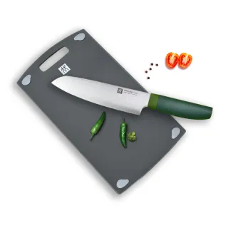 【ZWILLING 德國雙人】Now S日式主廚刀三德刀18cm+雙面抗菌砧板36cmx20cm(德國雙人牌集團官方直營)