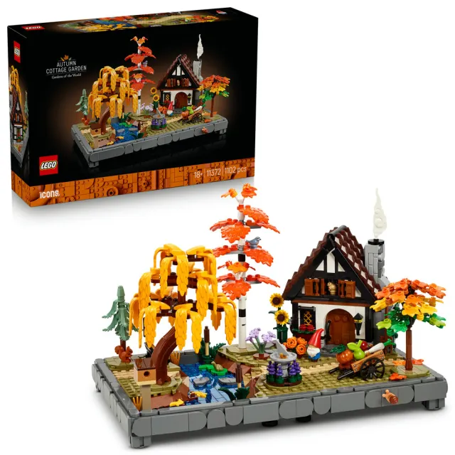【LEGO 樂高】Icons 11372 秋季小屋庭園(建築模型 居家擺設 積木 玩具)