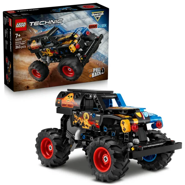 【LEGO 樂高】科技系列 42219 Monster Jam Grave Digger 火與冰(怪獸卡車 迴力車玩具 積木 玩具)
