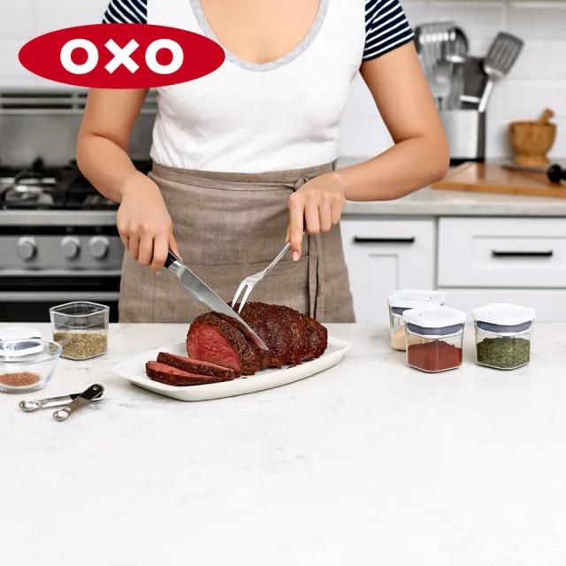 【OXO】大正方5.7L｜超值2入｜POP 按壓密封收納保鮮盒(16*16*32 cm 單手開蓋 整齊堆疊)