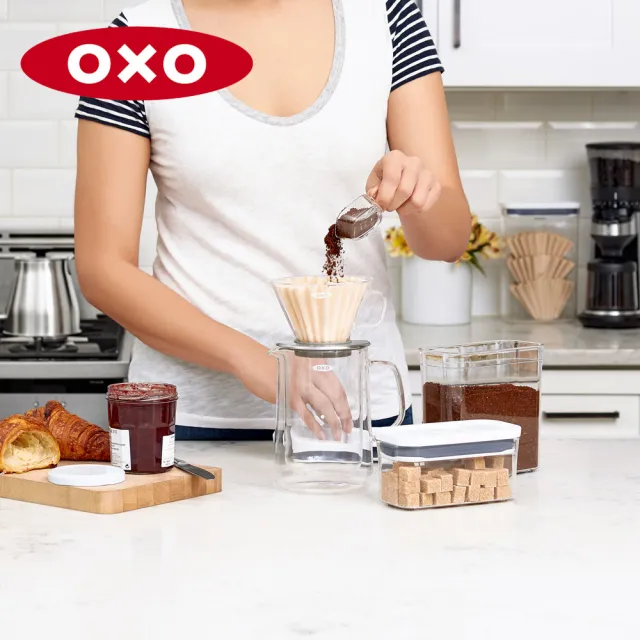 【OXO】大正方5.7L｜超值2入｜POP 按壓密封收納保鮮盒(16*16*32 cm 單手開蓋 整齊堆疊)