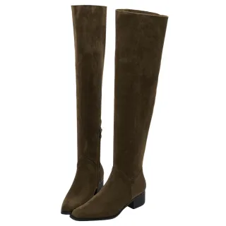 【Grace Gift】溫柔歐膩3way絨布過膝堆堆長靴(駝)