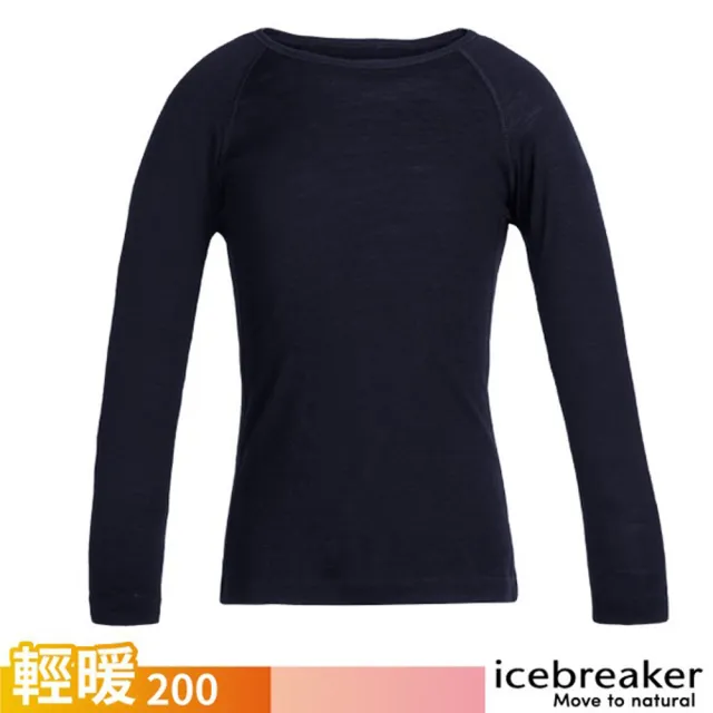 【Icebreaker】童/女 美麗諾羊毛 Oasis 圓領長袖上衣-BF200.衛生衣.底層衣(IB104501-401 深藍)