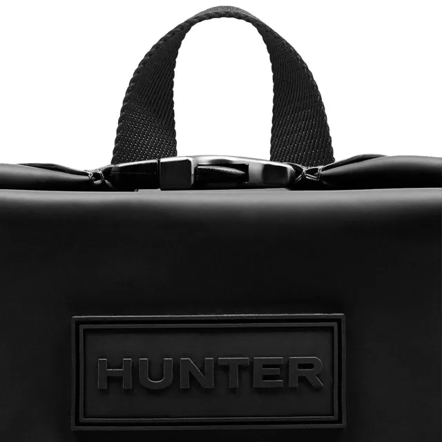 【HUNTER】官方旗艦館_上方開扣橡膠塗層皮革後背包(黑色)