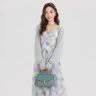 【MIYUNA 米友娜】真皮頭層牛皮Ersa貝殼溫柔氣質斜背包(真皮包包 湖水綠)