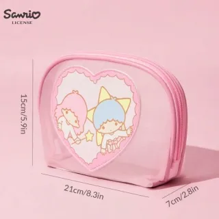 【SANRIO 三麗鷗】雙11 KikiLala雙子星正版授權透氣網布化妝包零錢包(閨蜜女兒女友生日聖誕交換禮物)