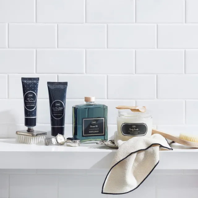 【SABON】官方直營 紳士沐浴磨砂組(紳士沐浴油400ml+身體磨砂膏600g)