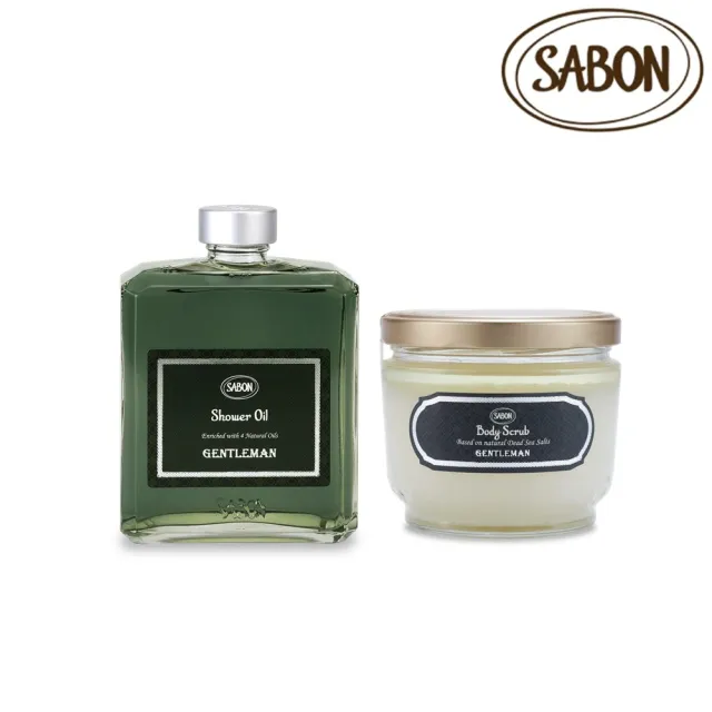 【SABON】官方直營 紳士沐浴磨砂組(紳士沐浴油400ml+身體磨砂膏600g)