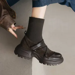 【WYPEX】現貨+預購 時尚真皮襪靴短靴女靴厚底(2色)