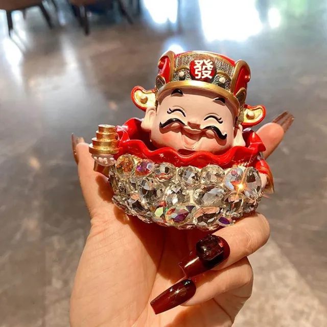 【Quality 聚家】財神小擺件辦公室桌家居汽車車載裝飾品鑲鑽擺件(迷你招財擺件/招財擺飾品/招財爺擺件)