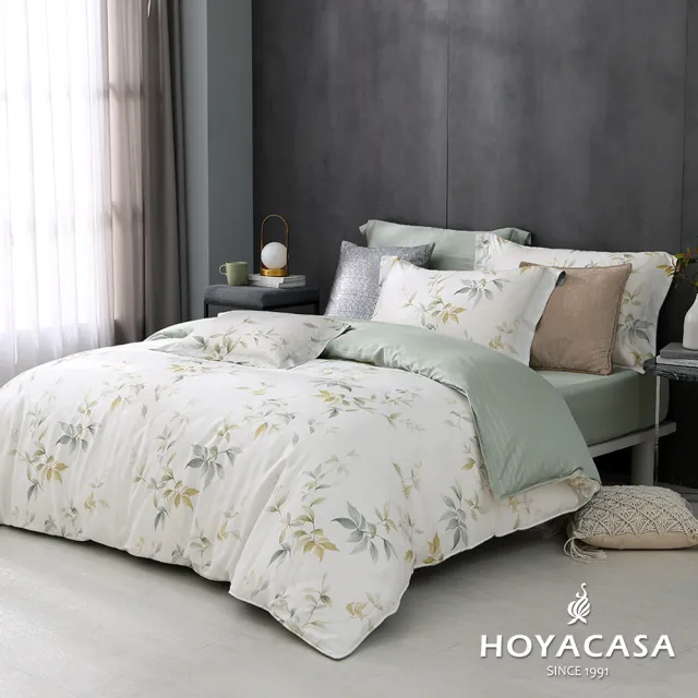 【HOYACASA  禾雅寢具】銀纖維抗菌天絲兩用被床包組雙人-葉語紛飛(60支/300織)