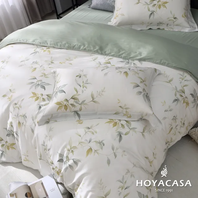 【HOYACASA  禾雅寢具】銀纖維抗菌天絲兩用被床包組雙人-葉語紛飛(60支/300織)