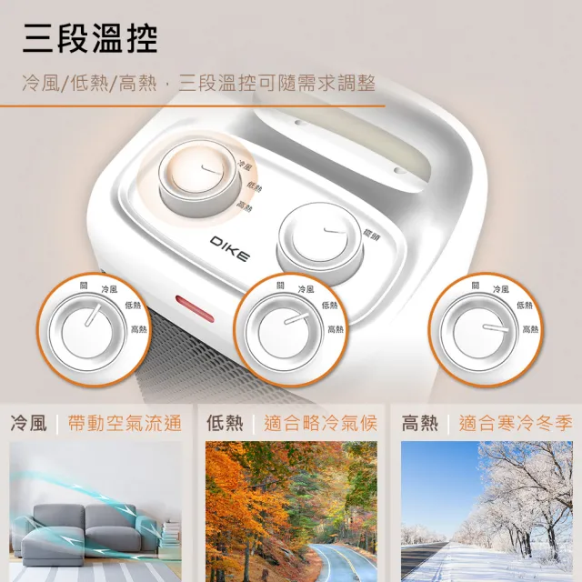 【DIKE】1200W 瞬熱迷你擺頭陶瓷電暖器/暖氣機/暖手/暖腳(HLE500)
