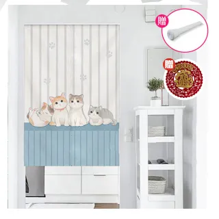 【巴芙洛】除舊佈新 精緻印花長門簾85x150cm送門簾桿(門簾/風水簾/長門簾)