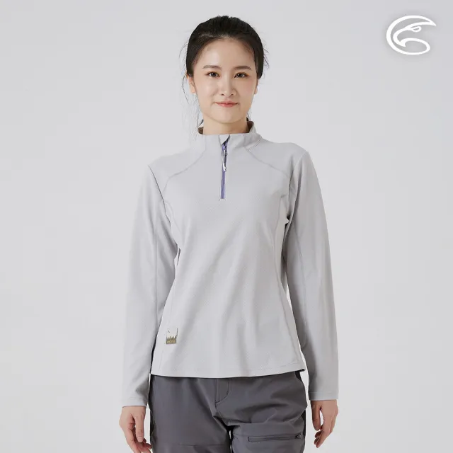 【ADISI】女半門襟智能纖維速乾長袖上衣 AL2521082 薄霧灰 S-XL(單向導濕  快乾 吸濕排汗 透氣 環保)