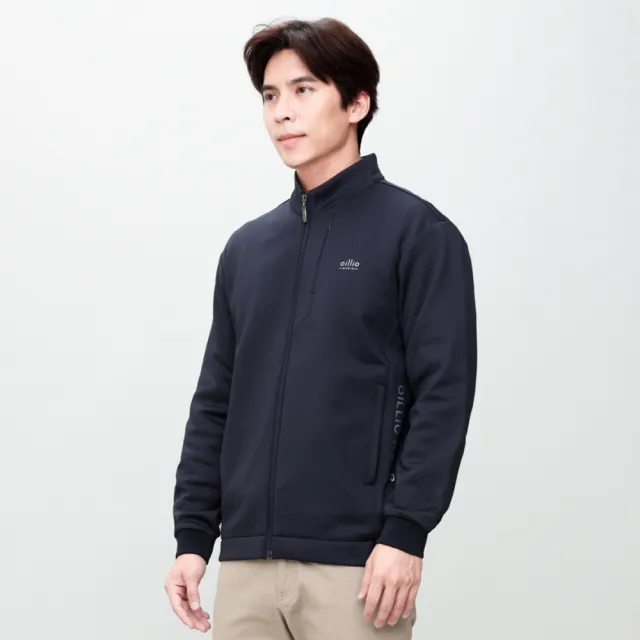 【oillio 歐洲貴族】男裝 保暖內刷毛外套 防風立領外套 防皺(藏青色 法國品牌)