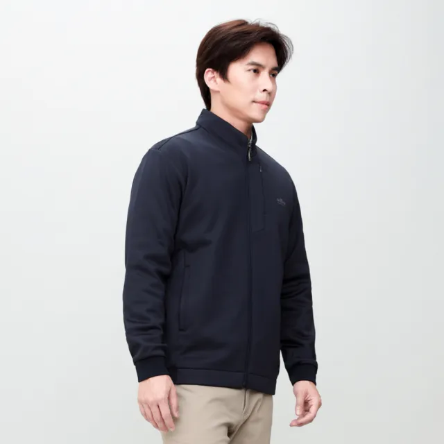【oillio 歐洲貴族】男裝 保暖內刷毛外套 防風立領外套 防皺(藏青色 法國品牌)