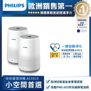 【Philips 飛利浦】買一送一 奈米級空氣清淨機 雙入組(AC0819)