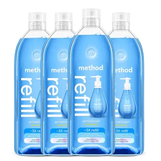 【method 美則】洗手乳補充瓶系列1000mlx4瓶(粉紅葡萄柚 海藍礦物 清泉)