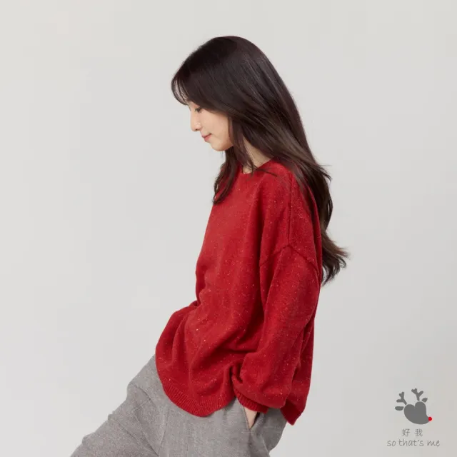 【so that’s me 好我】Melissa彩點圓領寬版針織毛衣(紅)