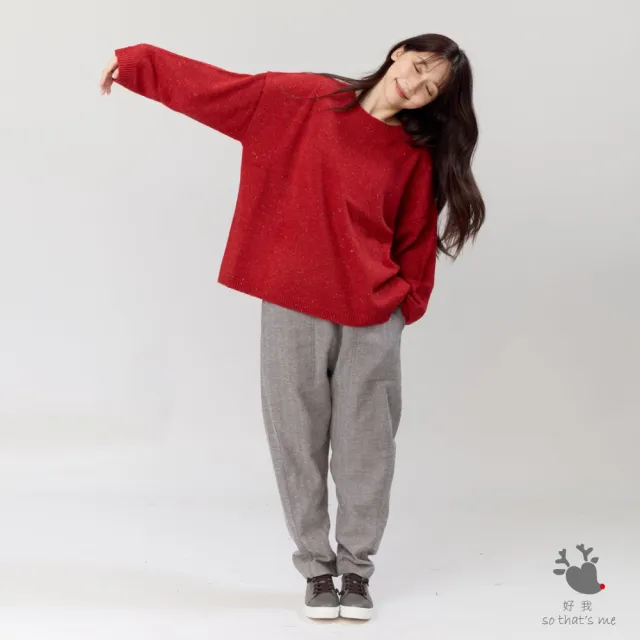 【so that’s me 好我】Melissa彩點圓領寬版針織毛衣(紅)