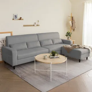 【H&D 東稻家居】碧伊耐磨貓抓布大L型四人活動沙發 MOMO獨家(附4顆可拆洗腰枕 防潑水)