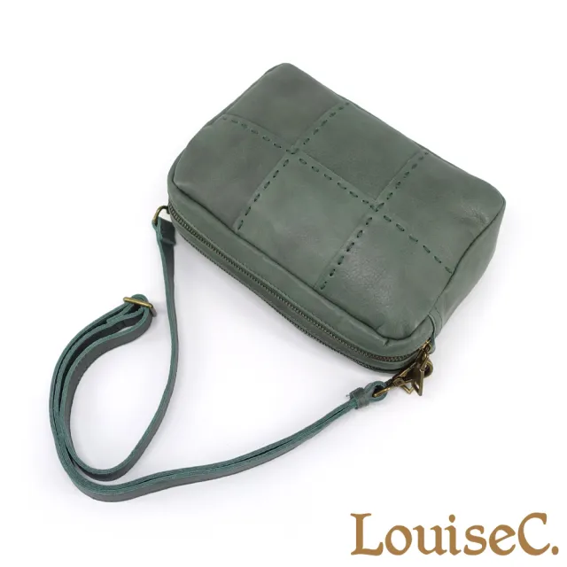 【LouiseC.】雙11 Tree House 中性 高質感超輕盈水染牛皮 手縫線雙隔層多收納 側肩背斜背真皮方包 4色 CC15