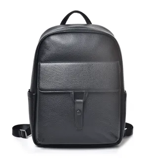 【A&L 紳士館】交換禮物 真皮/頭層牛皮Ridha休閒商務後背包-V0381(真皮包包 尊爵黑)