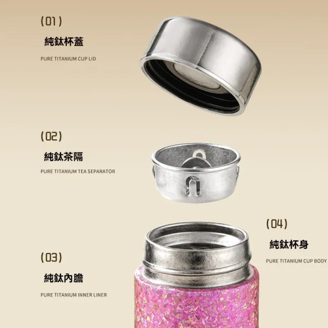 【XINGMU 興沐】200ml純鈦雙層辦公茶杯(口袋保溫杯/女士保溫杯)