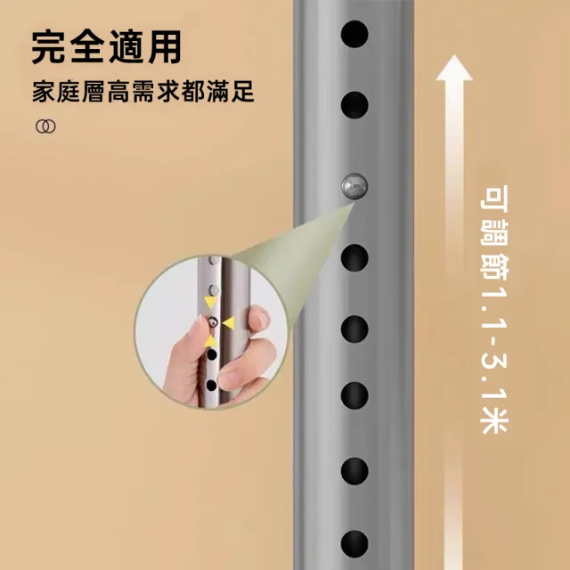 【UVLED 鈺創合成】免打孔頂天立地衣帽架-1立4翅膀(頂天立地衣架 衣帽架 掛衣架 衣帽架 伸縮桿 晾衣架)