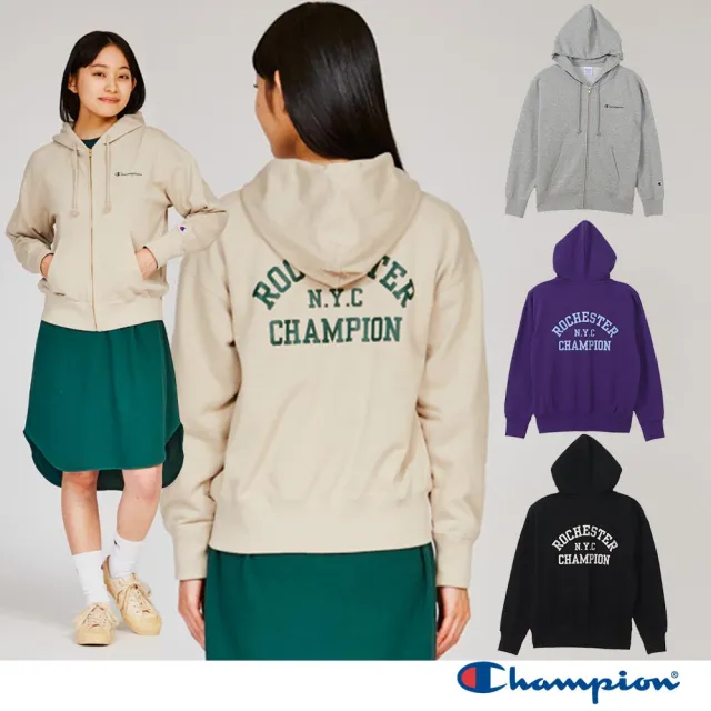【Champion】官方直營 女款-BASIC 棉質印花寬版連帽外套-4色(CW-A105-日規)