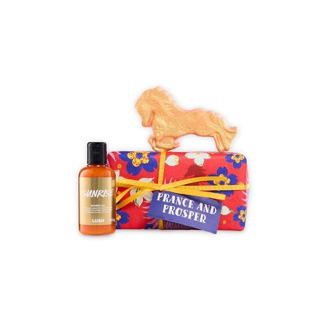 【LUSH 嵐舒】駿馬奔騰 沐浴泡澡禮盒(沐浴產品x1+汽泡彈x1/新年禮盒/送禮/沐浴乳/泡澡球/果香/檸檬)