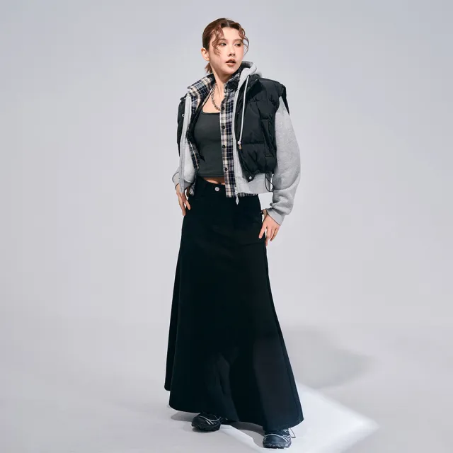 【MAJOR MADE】水洗厚磅傘狀車線牛仔長裙(休閒長裙/丹寧裙/牛仔裙)