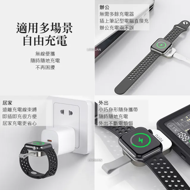 【TOTU】Apple Watch/Ultra/SE 全系列 TO Type-C 旅行攜帶型磁吸快充無線充電器 鋅系列