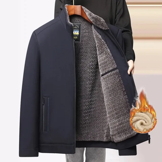 【米蘭精品】極速出貨  加絨外套休閒夾克(加厚防寒免燙立領男外套2色74hi12)