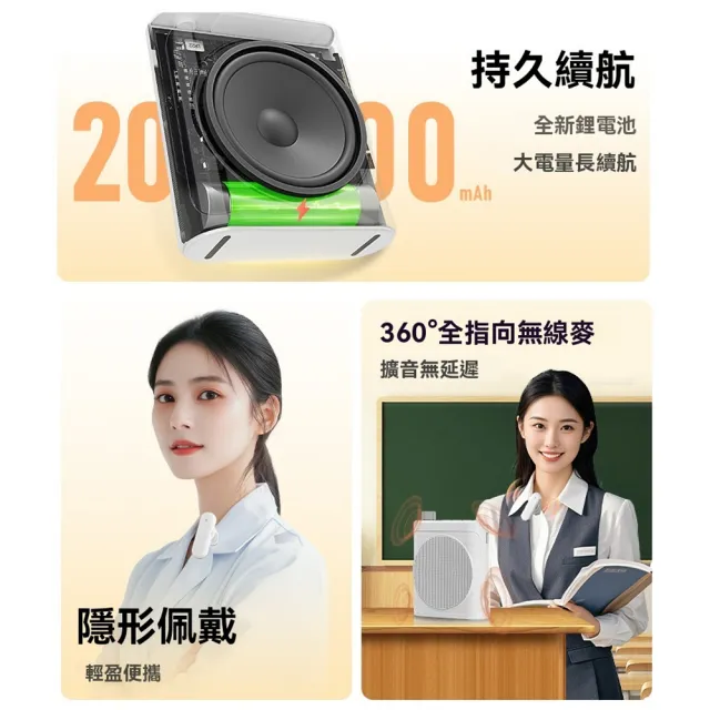 【RTAKO】領夾麥克風 附兩個領夾麥克風 無線擴音器 小蜜蜂 擴音器 揚聲器 大聲公 喊話器 喇叭