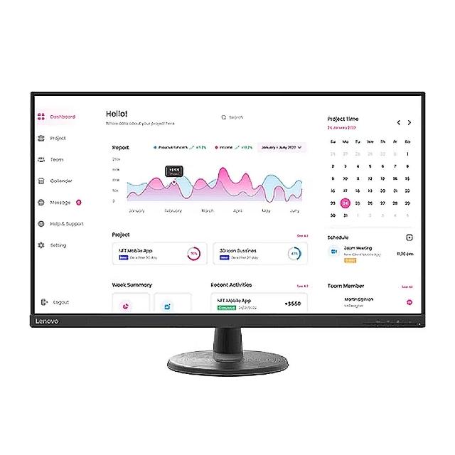 Lenovo 聯想 D32-40 是一款31.5吋 IPS 面板顯示器,解析度達 1920x1080,提供 3000:1 高對比與 178° 廣視角,適合學生入門使用及追劇看片。具備 4ms 反應時間、60Hz 更新率、250 cd/m² 亮度,以及護眼功能與窄邊框設計。支援 HDMI 與 DisplayPort 輸入,VESA 壁掛相容,重量僅 6.3kg,外觀尺寸 714.1 x 502.8 x 225.2 mm,三年保固,BSMI 認證 R33B65,無內建喇叭與 USB 插槽,是健康護眼首選。 Lenovo聯想 D32-40