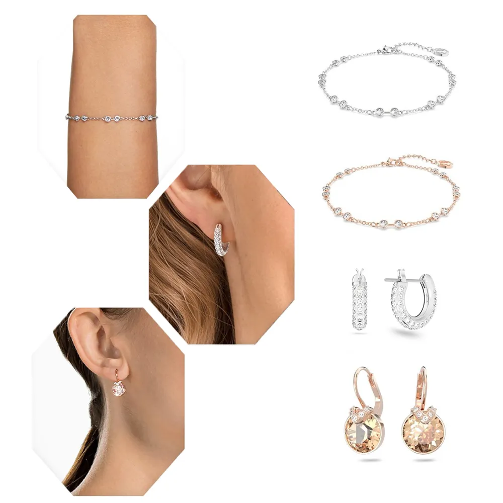 【SWAROVSKI 施華洛世奇】Remix/Bella V/Dextera 手鏈/耳環 圓形 鍍玫瑰金色/鍍白金色(4款任選_情人節禮物)