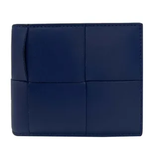 【BOTTEGA VENETA 寶緹嘉】大格編織六卡對開短夾(藍色)