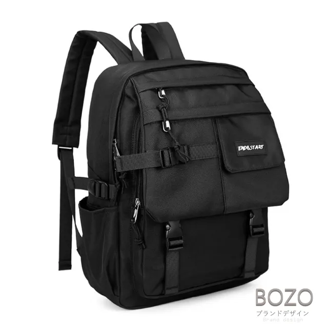 【BOZO 伯樂】雙11 日系潮流帥氣工裝風旅遊後背包B6078(經典黑)