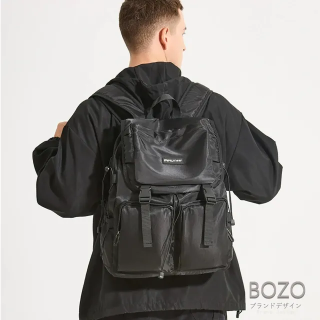 【BOZO 伯樂】日系潮流大容量旅遊筆電後背包B6079(經典黑)