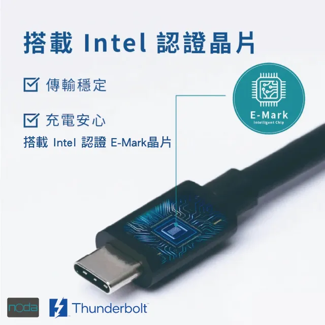 noda Thunderbolt 5 Cable 編織傳輸線 1m(編織線堅固更耐用)
