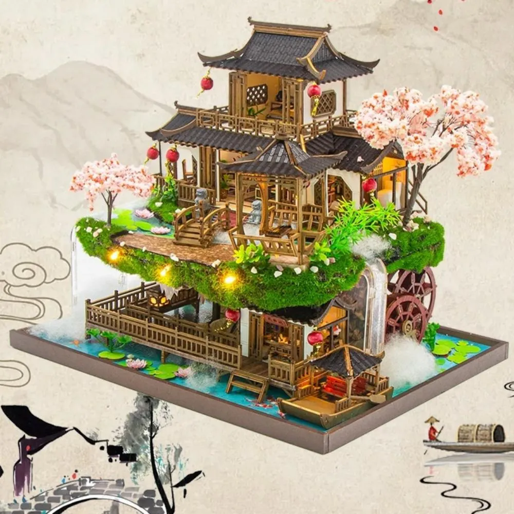 新川】木質古風庭院模型DIY模型3D立體手工拼裝模型(微縮模型屋裝飾品桌面擺件禮品) - momo購物網- 好評推薦-2025年12月