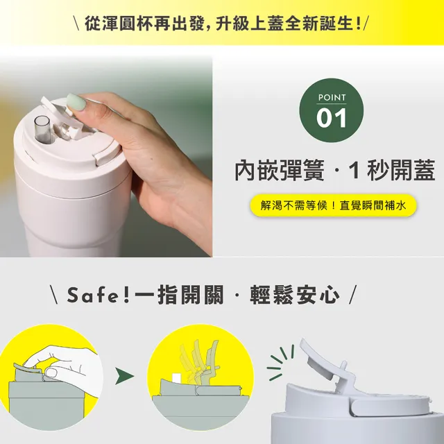 【WOKY 沃廚】2入 渾圓杯 鈦陶瓷款770ml-附彈跳跟矽膠吸管(2.0上蓋；隨行杯/吸管杯/水壺/保冰保溫)