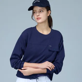 【NAUTICA】官方旗艦 女裝 大口袋抽繩設計長袖T恤(藍色)