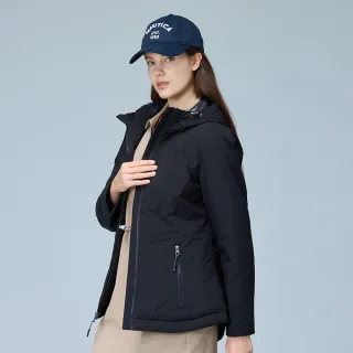 【NAUTICA】官方旗艦  女裝 簡約潮流長袖連帽外套(黑色)