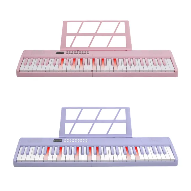 【Octave Baby 八度寶貝】力度感應MIDI+跟彈燈61鍵折疊式電子琴(折疊電子琴 兒童教學玩具 學琴練琴)