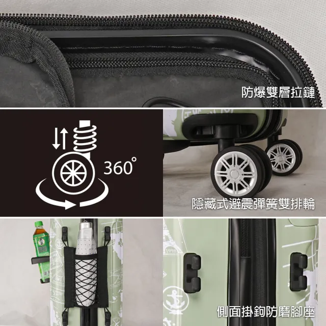 【LYNX官方直營】美國山貓 29吋地圖郵戳行李箱(專利彈簧避震輪、防爆拉鏈、TSA海關鎖、耐摔耐壓)
